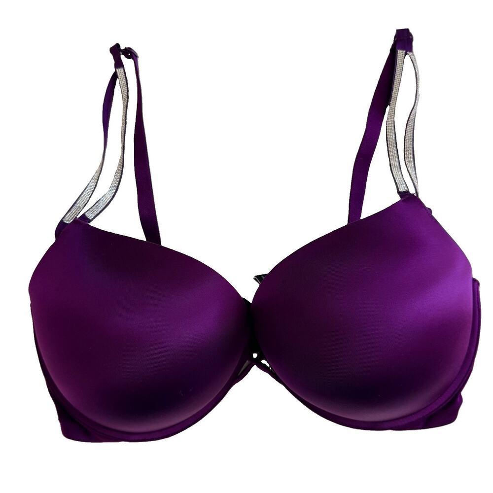 Victoria's Secret Purple Bedazzled Straps Bombshell Plunge Bra 38DD EUC